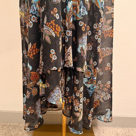 Tommy Hilfiger Long Sheer Sleeves V Neck Floral Maxi Dress 16 Elegant Designer - Picture 6 of 10